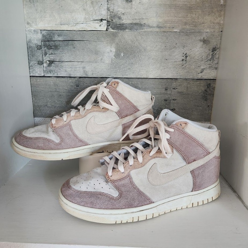 Nike Dunk High Fossil Rose Aura Suede Canvas Sneakers DH7576-400 Womens 8.5